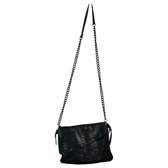 Maxon Collection Italy Pebbled Leather Nappa Crossbody Chain Strap Handbag Purse - Picture 2 of 6